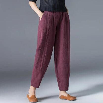 Puff pants of cotton and hemp for ladies Fashion