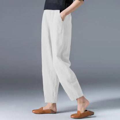 Puff pants of cotton and hemp for ladies Fashion