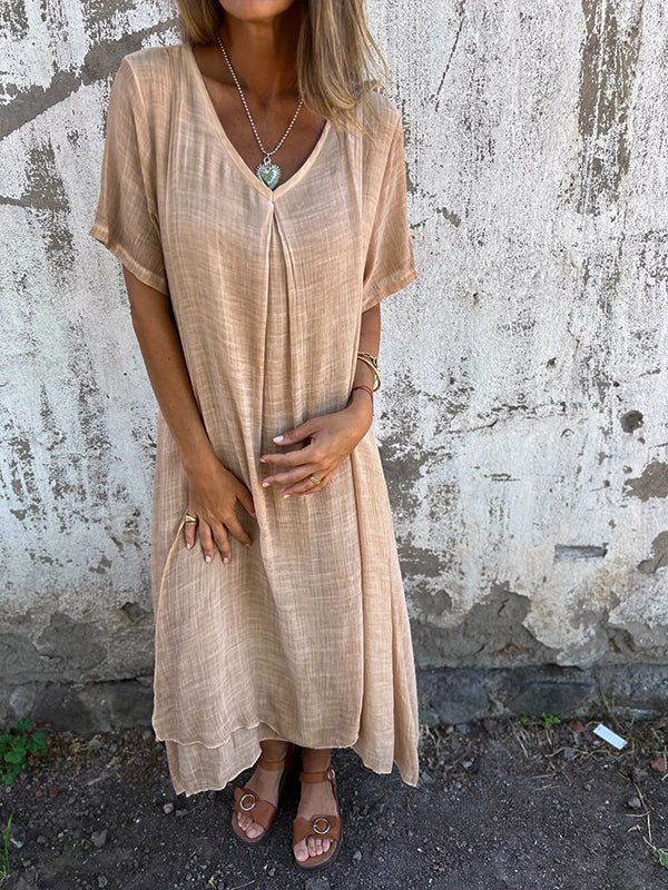 Midi dress with V-neck