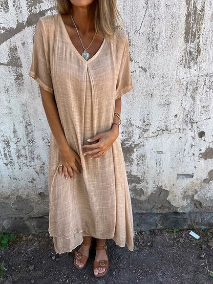 Midi dress with V-neck