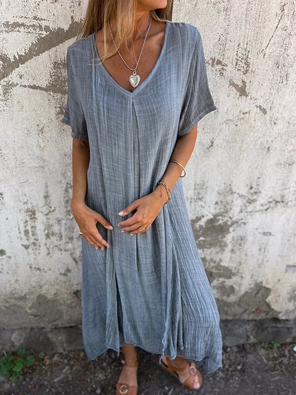 Midi dress with V-neck