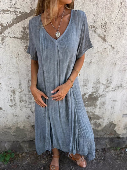 Midi dress with V-neck