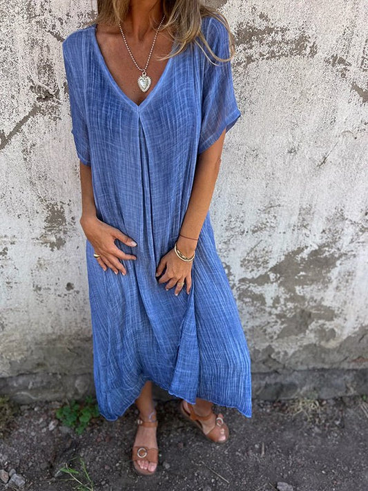 Midi dress with V-neck