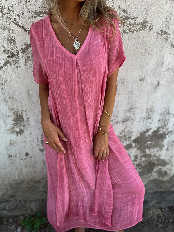 Midi dress with V-neck