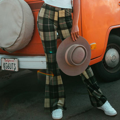 Liv - Vintage plaid pants with bell bottoms