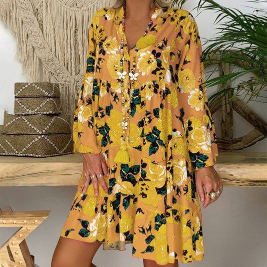"Carla" designer dress with floral print