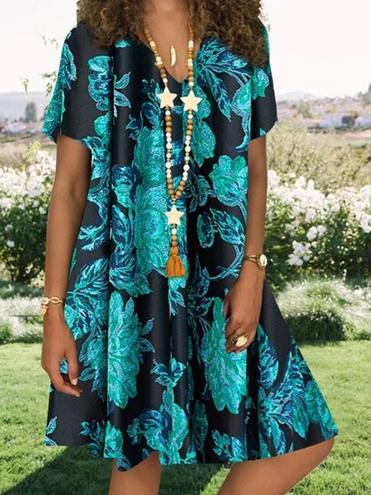 "Samina" designer dress with floral print