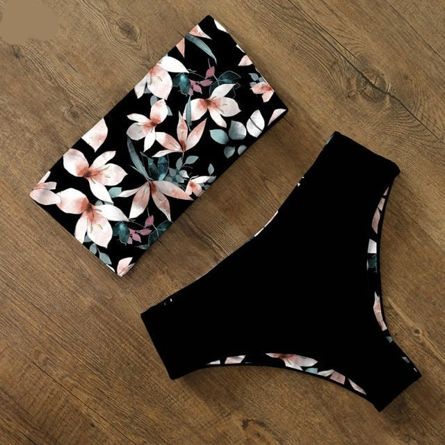 AquaLivv High Waisted Bandeau Bikini