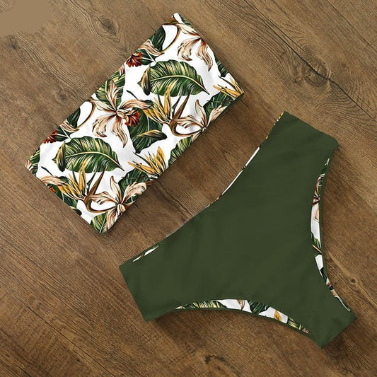 AquaLivv High Waisted Bandeau Bikini