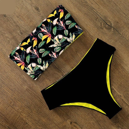 AquaLivv High Waisted Bandeau Bikini