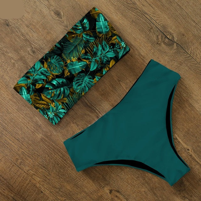 AquaLivv High Waisted Bandeau Bikini