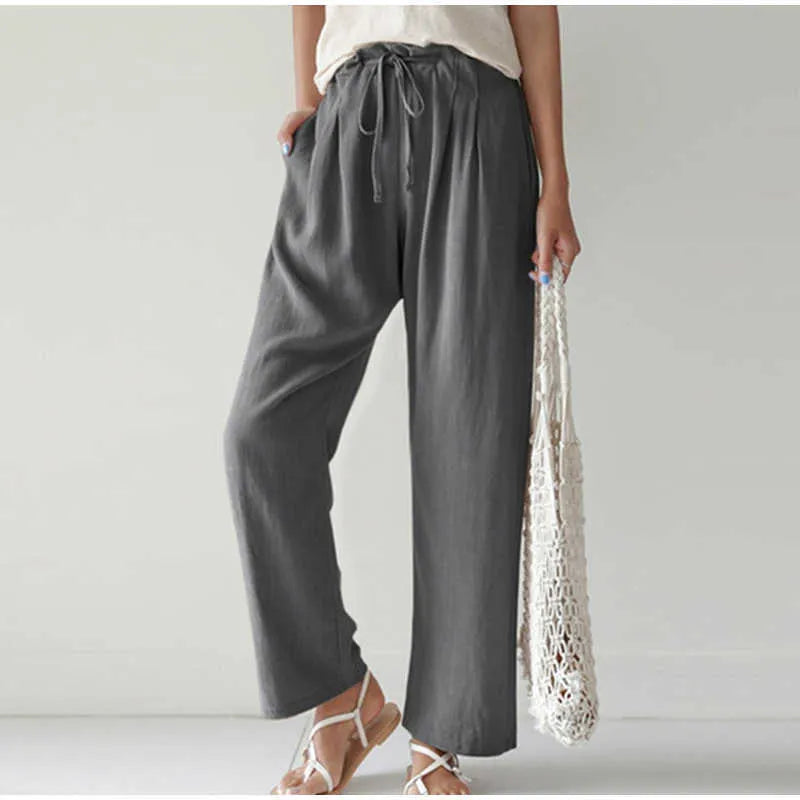 Elastic Waistband Pleated Pocket for Wide Pants