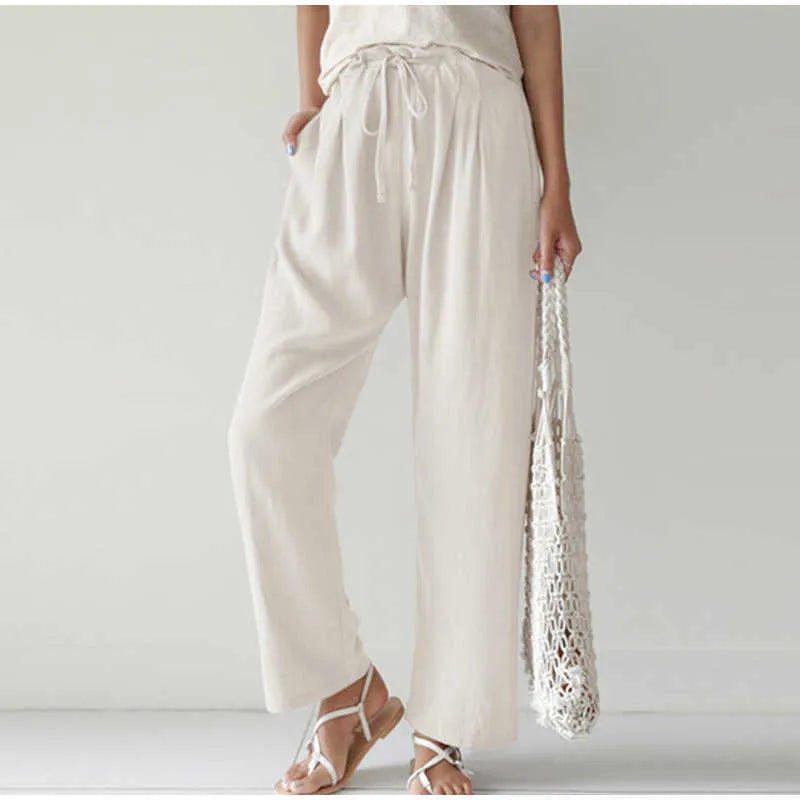 Elastic Waistband Pleated Pocket for Wide Pants