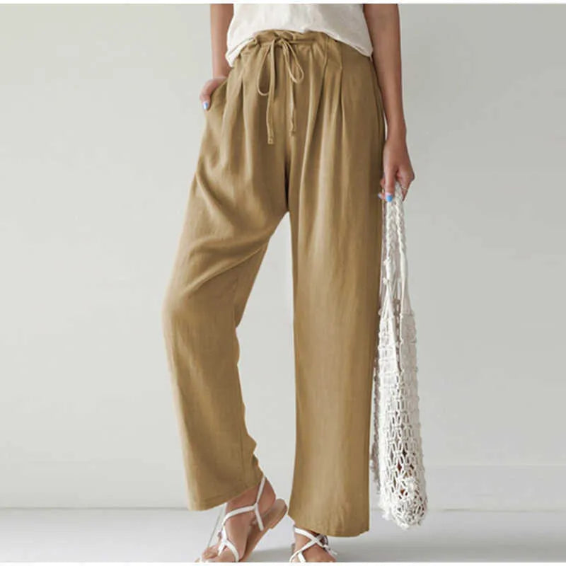 Elastic Waistband Pleated Pocket for Wide Pants