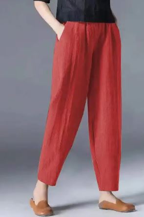 Puff pants of cotton and hemp for ladies Fashion
