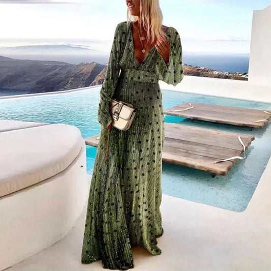 LP | Elegant long dress with polka dot print