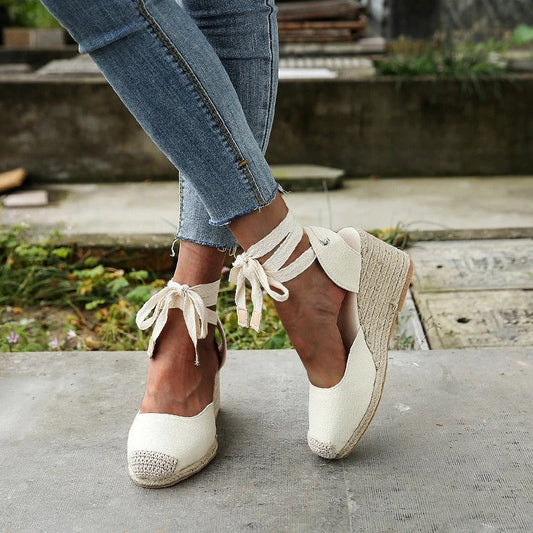 BELINDA - Wedge sandals with bow strap