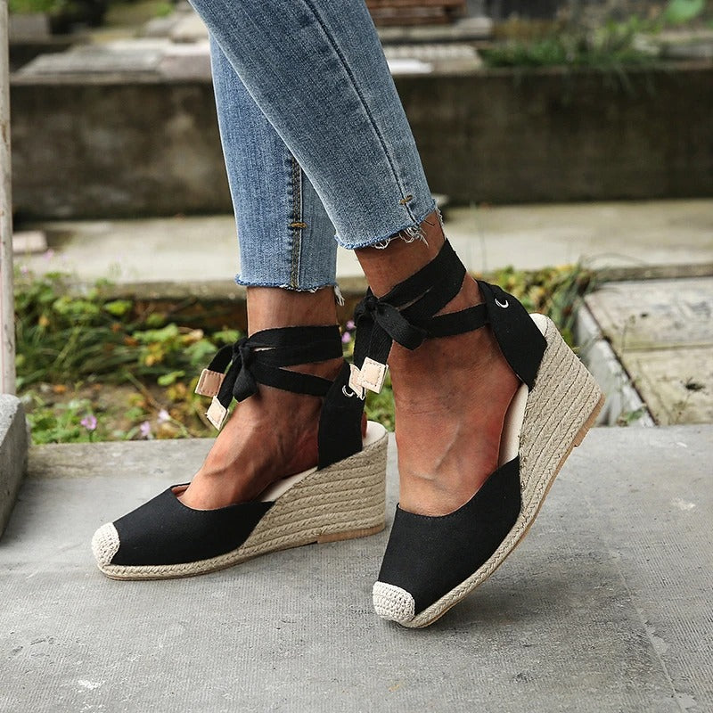 BELINDA - Wedge sandals with bow strap